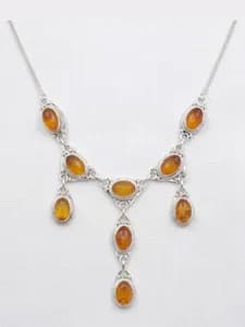 Silver Amber Statement Necklace