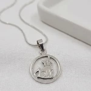 Silver Sitting Cat Pendant