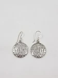 Silver Filigree Flower & Butterfly Drop Earrings