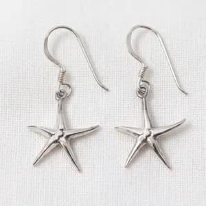 Silver Starfish Drop Earrings