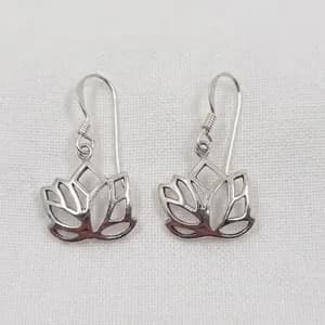 Silver Lotus Flower Earrings
