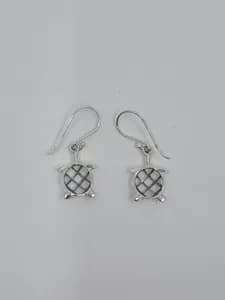 Silver Turtle Drop Earrings