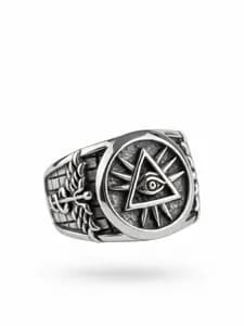Silver All-Seeing Eye Pyramid Ring