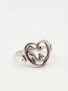 Silver Heart Cat Ring