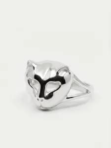 Silver Cat Face Ring