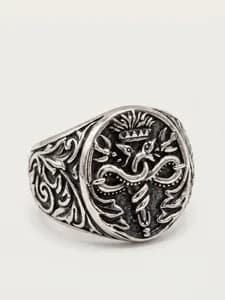 Silver Caduceus Signet Ring