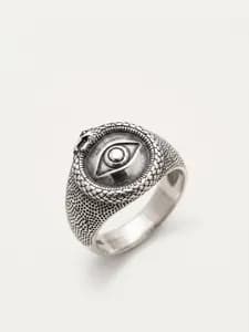 Silver All Seeing Eye Ouroboros Ring