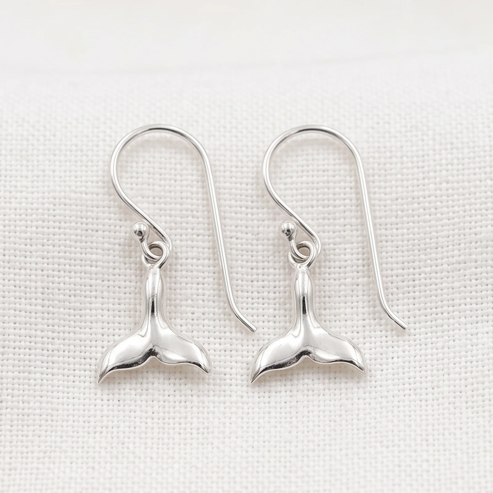 Silver Whale Tail Earrings