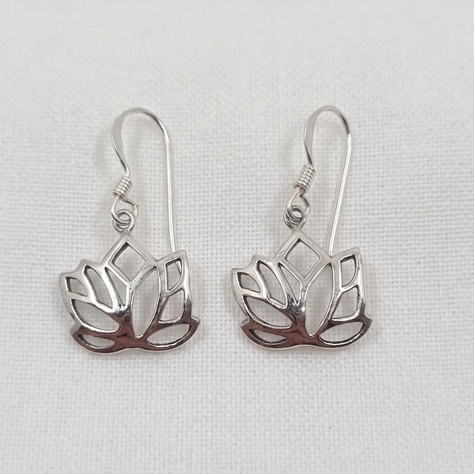 Silver Lotus Flower Earrings