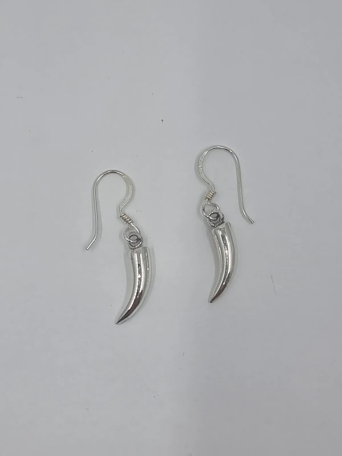 Silver Horn / Tooth Earrings