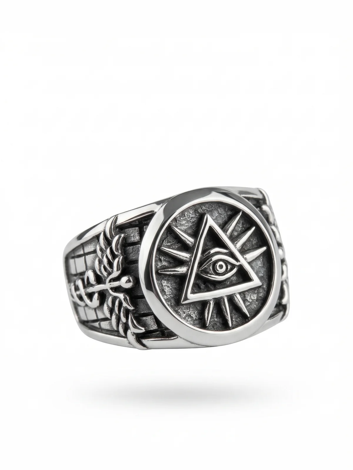 Silver All-Seeing Eye Pyramid Ring