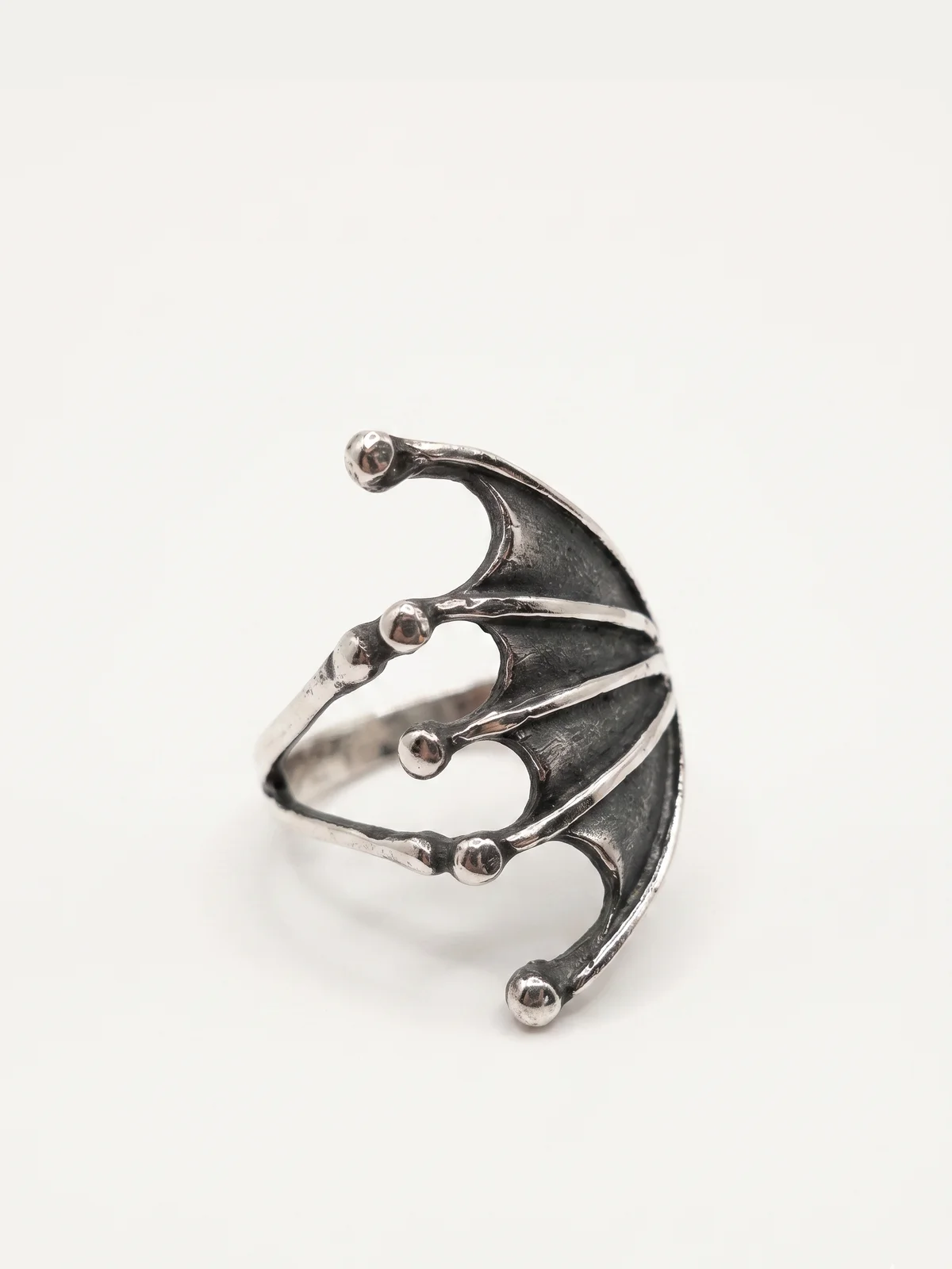 Silver Bat Wing Ring