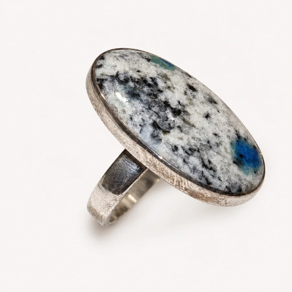 Silver Long Oval K2 Gemstone Ring